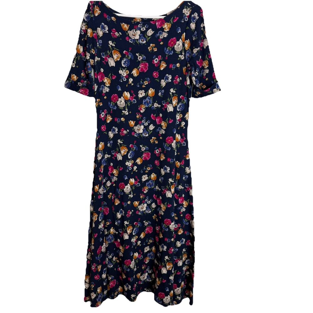 Lauren Ralph Lauren Floral Midi Dress Size Large Cotton Romantic Feminine
